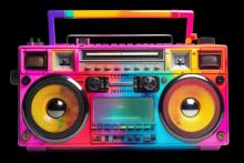 photo of a colorfully spraypainted stereo