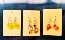 photo of three pairs of handmade earrings in different colors