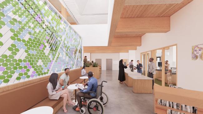 Rendering of Holgate Library lobby