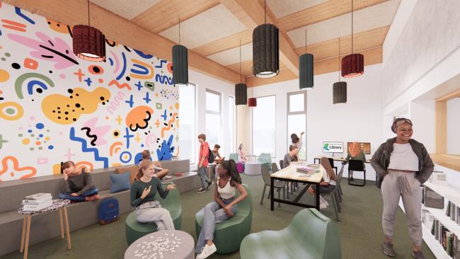 Rendering of Holgate Library teen space